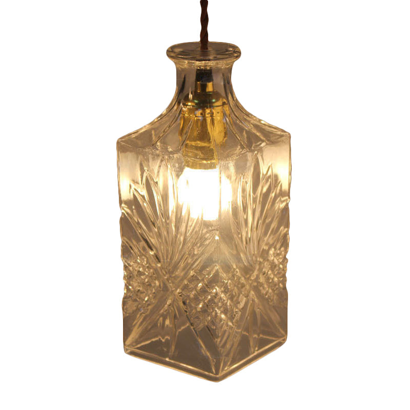 Clear Prism Glass Bottle Pendant Light Fixture Modern 1 Light Hanging Ceiling Light for Dining Room