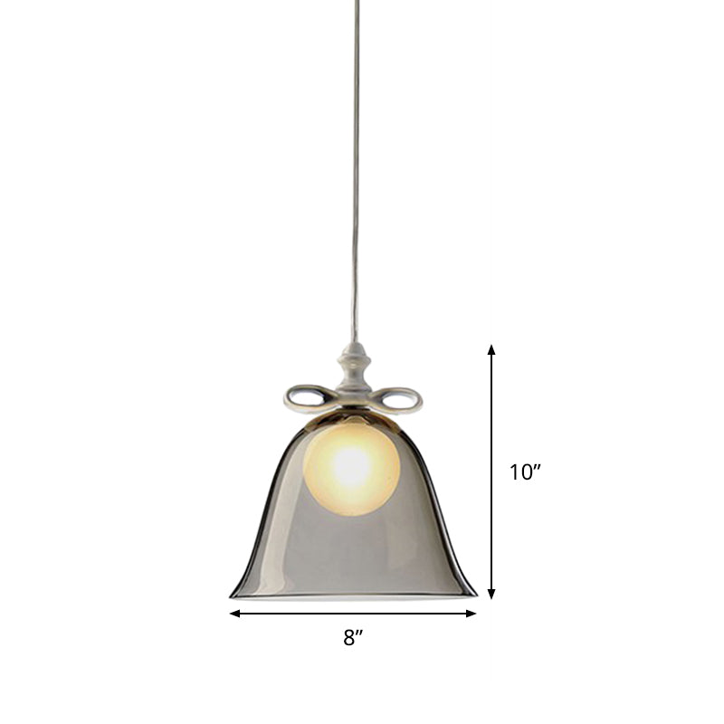 Luz de colgante de campana blanca/marrón/vaso transparente 1 cabezal comedor Luz de techo colgante