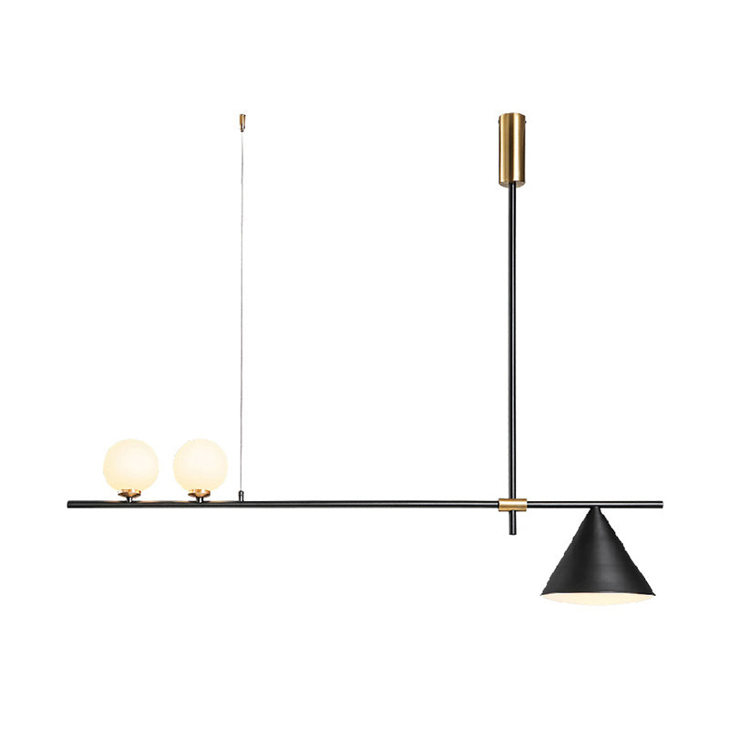 Metal Cone Island Light Contemporary 3 Heads Dining Room Hanging Ceiling Light in Gold/Black