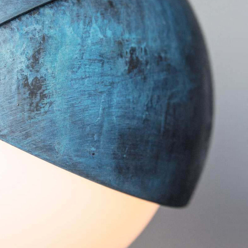 Lámpara colgante de sombra semi esfera de metal posmoderno 1 cabezal lámpara colgante azul, 5.5 "/9.5" de ancho
