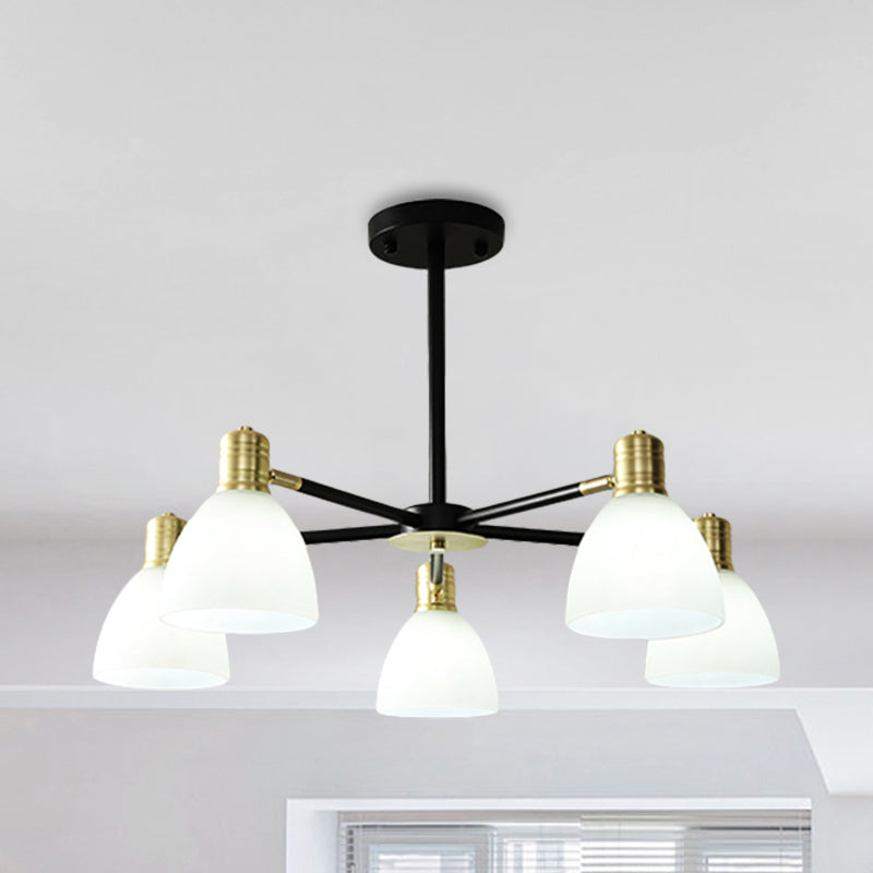 Luz de techo de techo de cúpula de vidrio lechoso moderna 5/6/8 luces lámparas de lámpara dorada lámpara