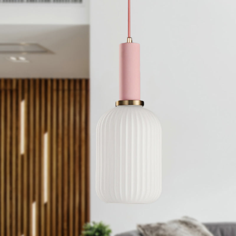 1 tête de salle à manger pendante légère légère macaron noir / rose / bleu lampe suspendue avec cylindre / ovale / tambour blanc nulle, 5 "/ 8" / 12 "de largeur