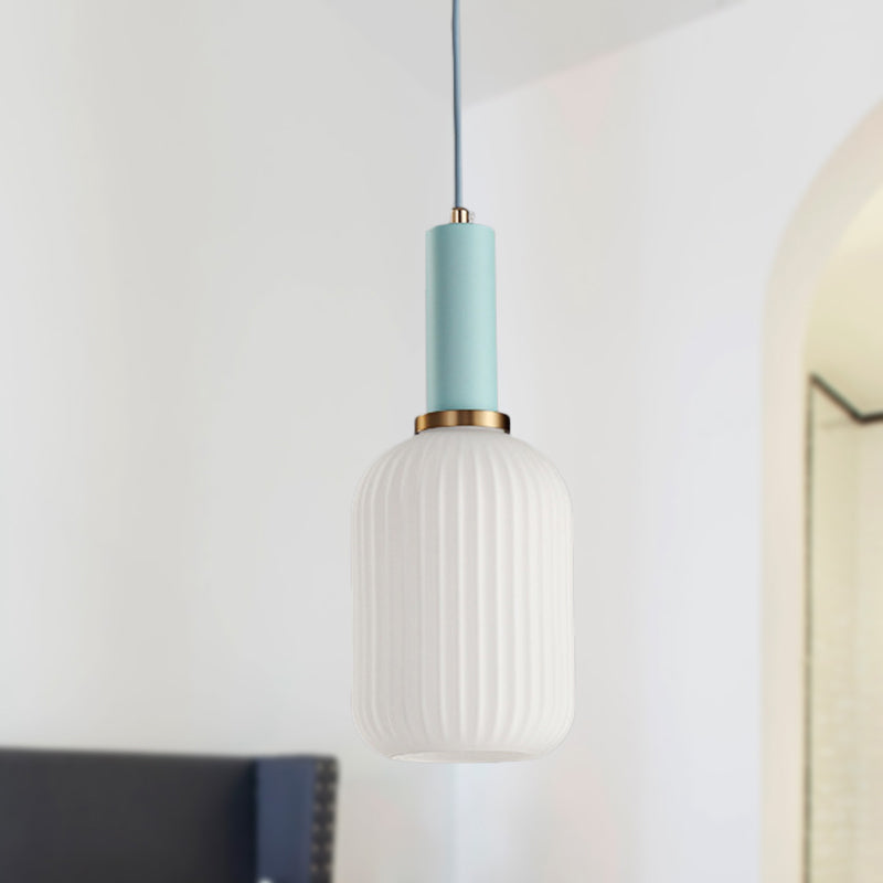 1 tête de salle à manger pendante légère légère macaron noir / rose / bleu lampe suspendue avec cylindre / ovale / tambour blanc nulle, 5 "/ 8" / 12 "de largeur