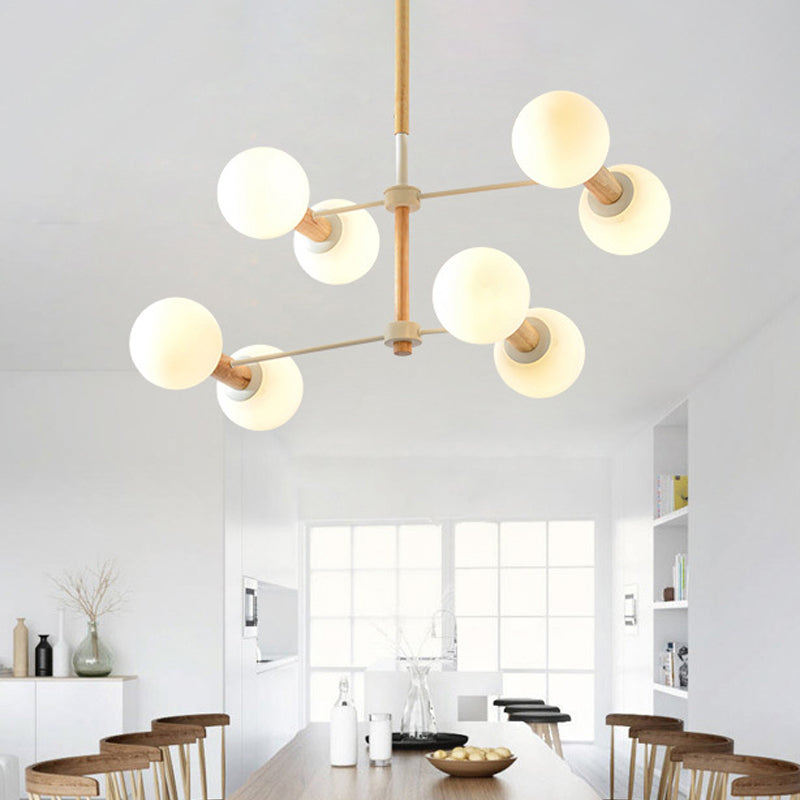 Modernism Style Orb Chandelier Lamp White Glass 8/12 Lights Living Room Hanging Light Fixture