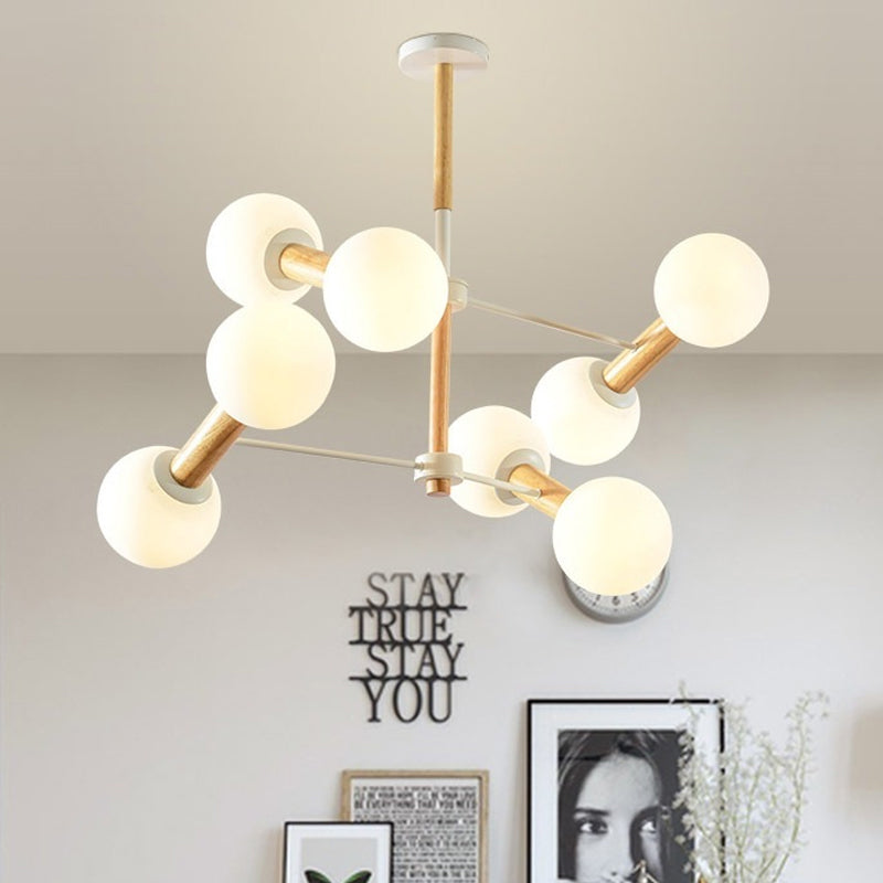 Modernism Style Orb Chandelier Lamp White Glass 8/12 Lights Living Room Hanging Light Fixture