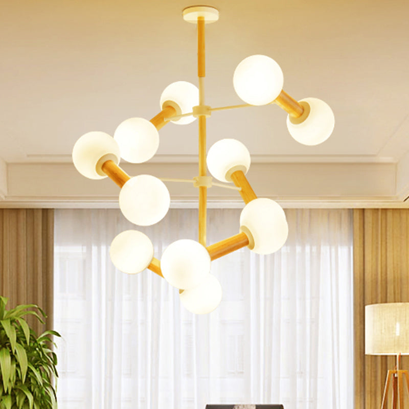 Modernism Style Orb Chandelier Lamp White Glass 8/12 Lights Living Room Hanging Light Fixture