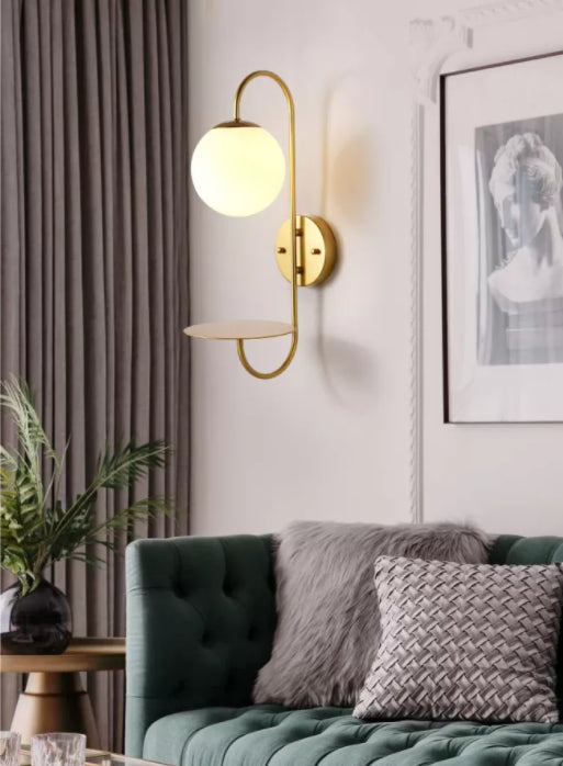 Modern Glass Wall Sconce Lighting Metal Gooseneck Wall Light for Bedroom