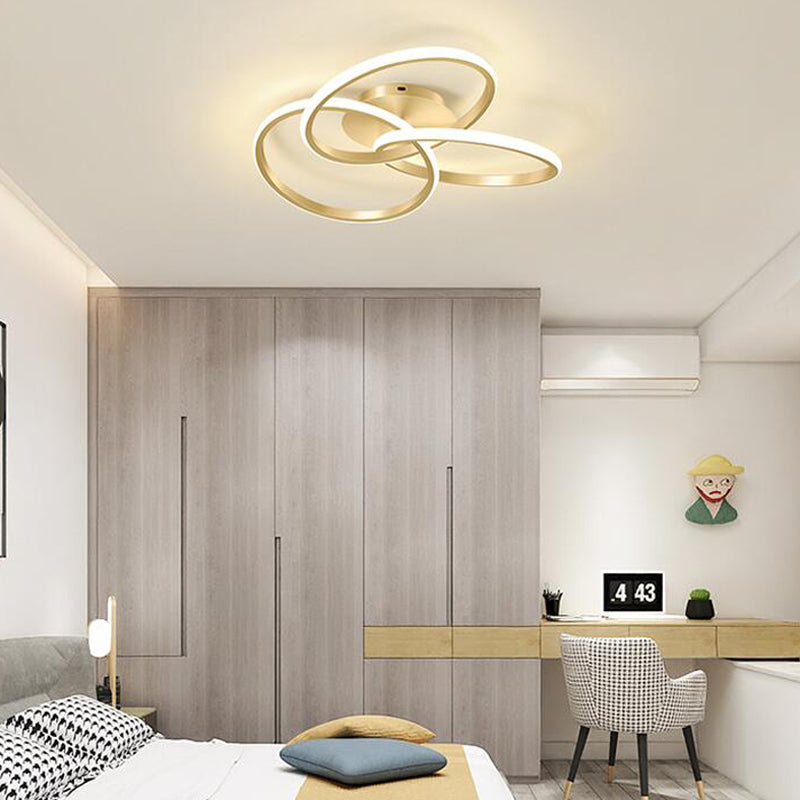 Linear Iron LED Flush Mount Modern Style 3-Light Ceiling Light Fixture for Bedroom