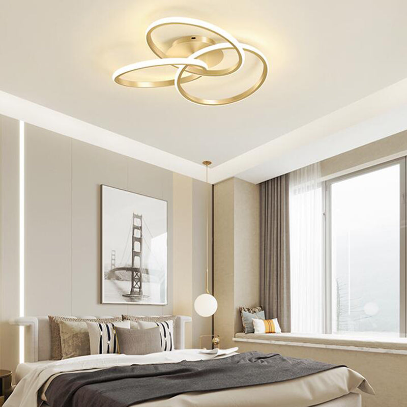 Linear Iron LED Flush Mount Modern Style 3-Light Ceiling Light Fixture for Bedroom