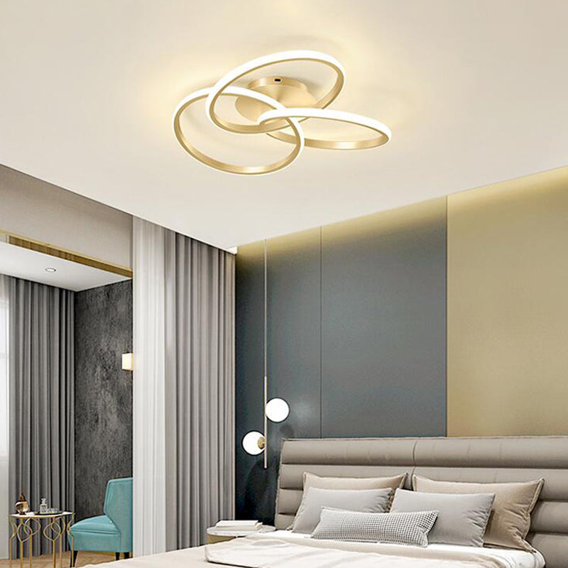 Linear Iron LED Flush Mount Modern Style 3-Light Ceiling Light Fixture for Bedroom