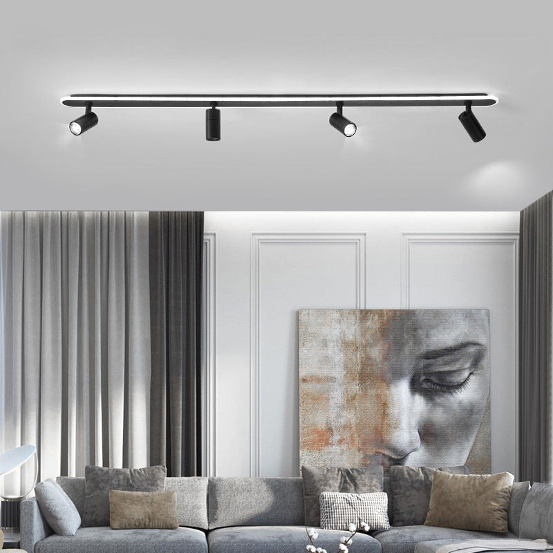 Rectangular Acrylic Strip LED Semi Flush Mount in Modern Concise Style Metal Ceiling Light for Commercial Place