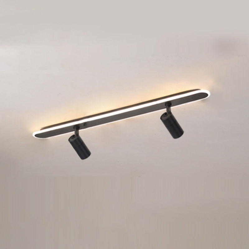 Rectangular Acrylic Strip LED Semi Flush Mount in Modern Concise Style Metal Ceiling Light for Commercial Place