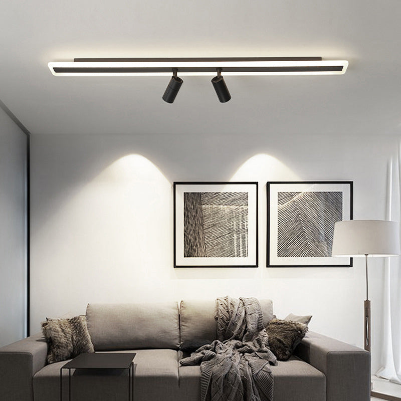 Rectangular Acrylic Strip LED Semi Flush Mount in Modern Concise Style Metal Ceiling Light for Commercial Place
