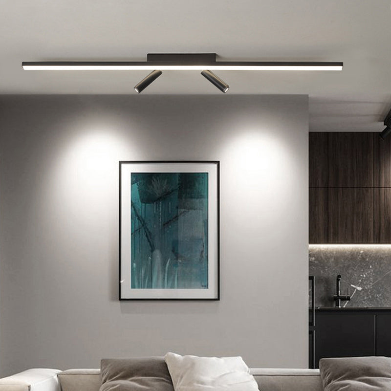 Rectangular Acrylic Strip LED Semi Flush Mount in Modern Concise Style Metal Ceiling Light for Commercial Place