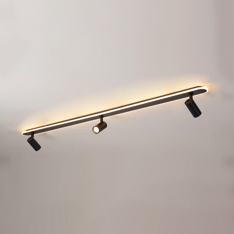 Rectangular Acrylic Strip LED Semi Flush Mount in Modern Concise Style Metal Ceiling Light for Commercial Place