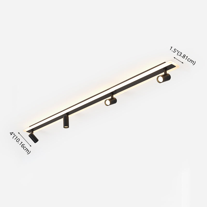 Rectangular Acrylic Strip LED Semi Flush Mount in Modern Concise Style Metal Ceiling Light for Commercial Place