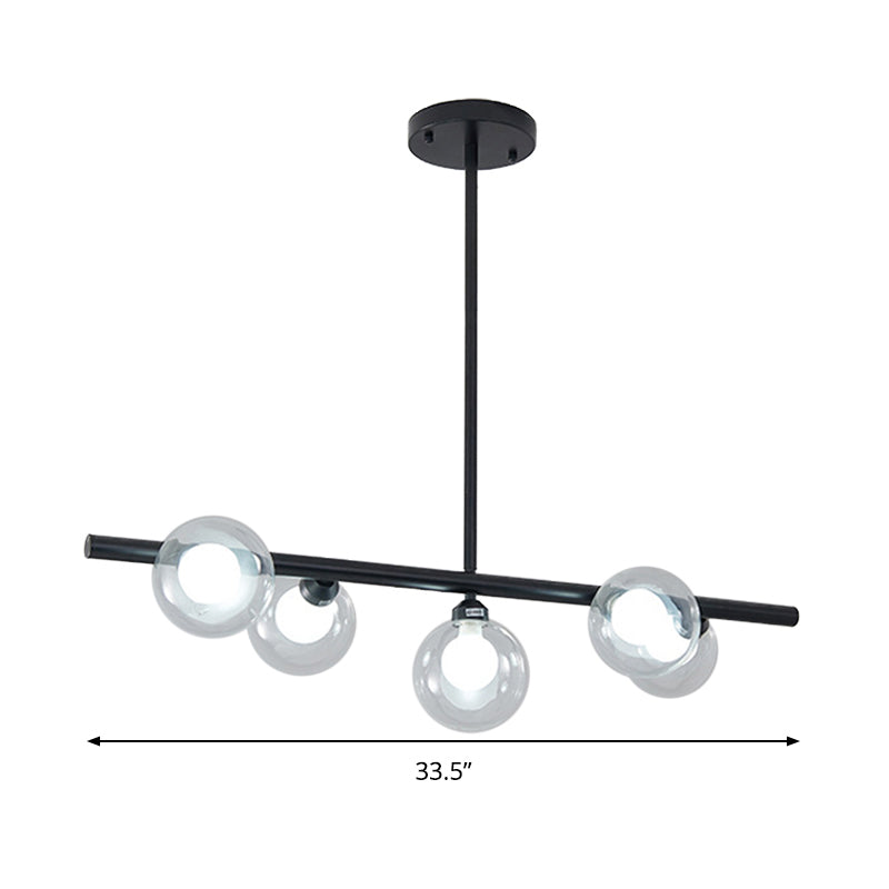 Bubble Clear Glass Island Ceiling Light Modern Style 5/6 Lights Black/Gold Finish Pendant Light Fixture for Dining Room