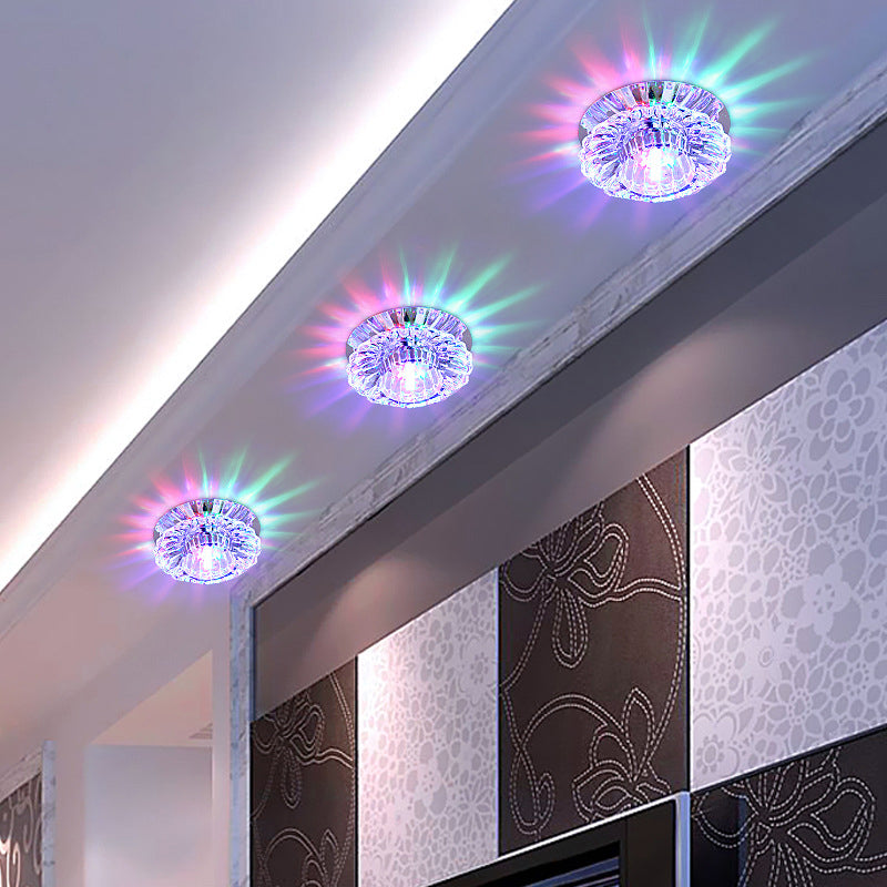 Mini Flush Mount Ceiling Lights Modern Minimalist Style Crystal 1 Light Flush Light for Living Room