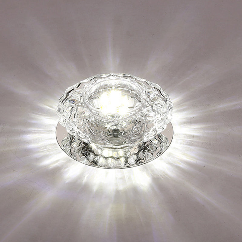 Mini Flush Mount Ceiling Lights Modern Minimalist Style Crystal 1 Light Flush Light for Living Room