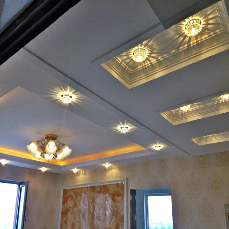 Mini Flush Mount Ceiling Lights Modern Minimalist Style Crystal 1 Light Flush Light for Living Room
