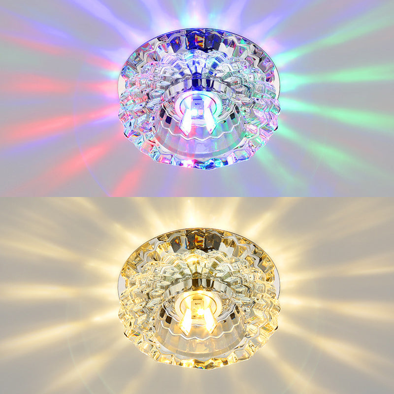 Mini Flush Mount Ceiling Lights Modern Minimalist Style Crystal 1 Light Flush Light for Living Room