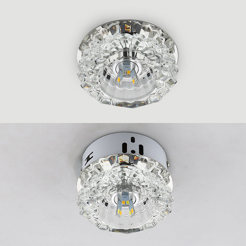 Mini Flush Mount Ceiling Lights Modern Minimalist Style Crystal 1 Light Flush Light for Living Room
