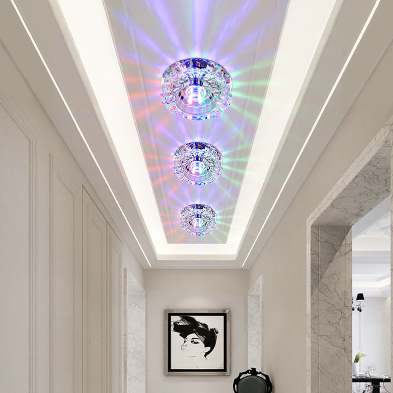 Mini Flush Mount Ceiling Lights Modern Minimalist Style Crystal 1 Light Flush Light for Living Room
