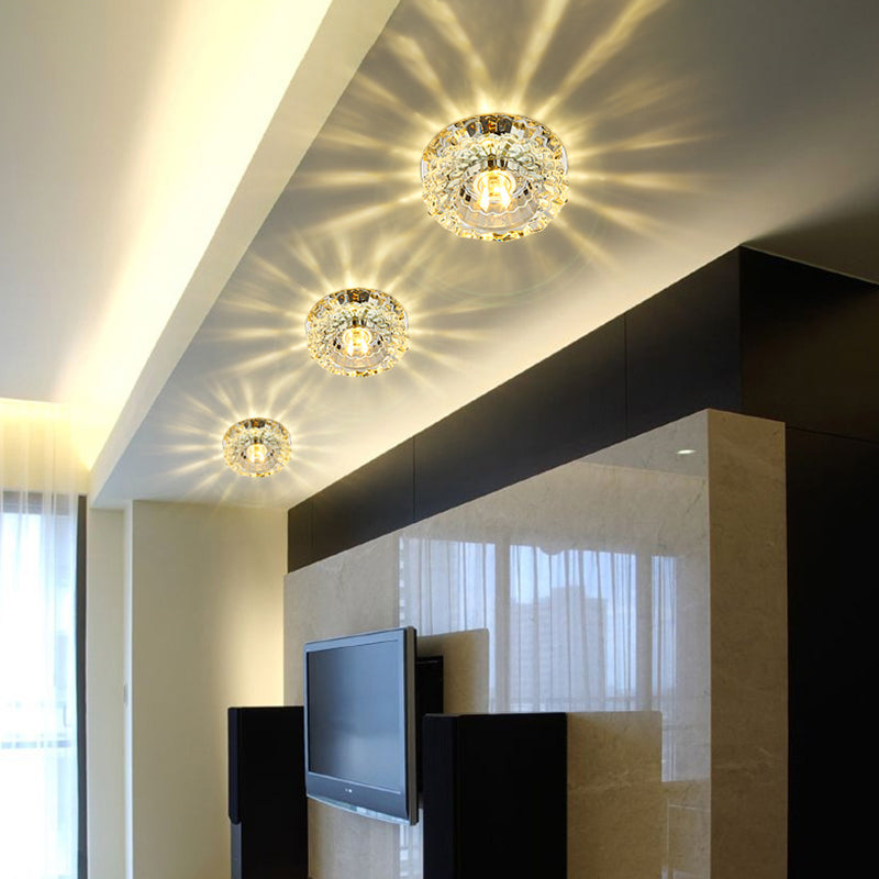 Mini Flush Mount Ceiling Lights Modern Minimalist Style Crystal 1 Light Flush Light for Living Room