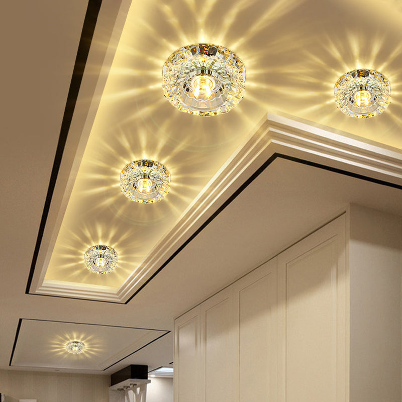 Mini Flush Mount Ceiling Lights Modern Minimalist Style Crystal 1 Light Flush Light for Living Room