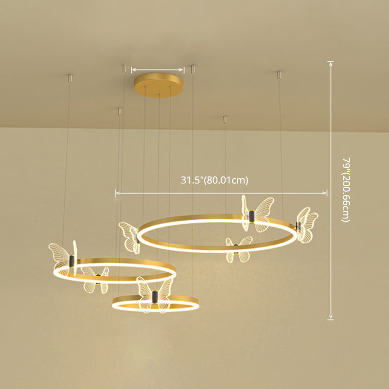 Modern Orbicular Ceiling Pendant Light Metal Hanging Light Kit for Living Room