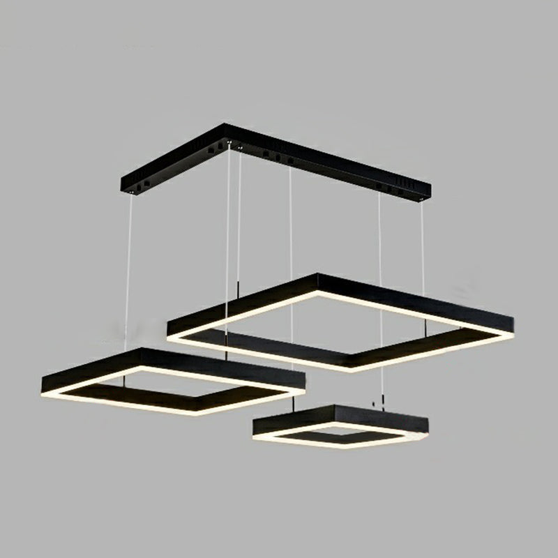 Modern Minimalist Style Multiple Squares Pendant Lighting Fixtures Metal Pendant Light Kit