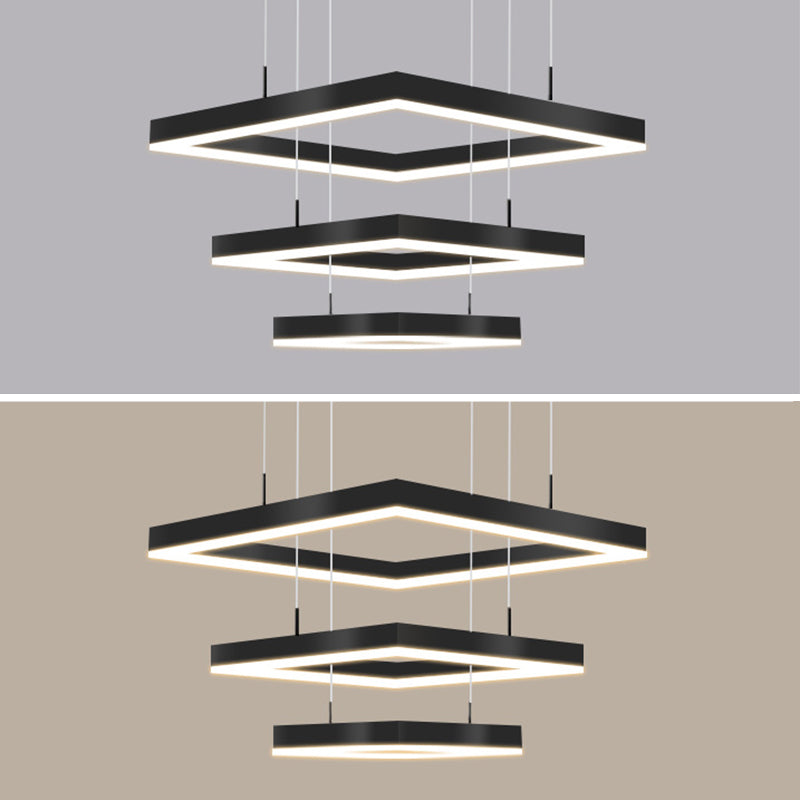Modern Minimalist Style Multiple Squares Pendant Lighting Fixtures Metal Pendant Light Kit
