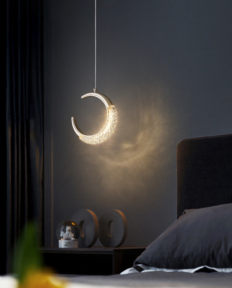 Oro 1 luce mezzaluna leggera lampada a sospensione moderna acrilica chiara piccola lampada sospesa per soggiorno