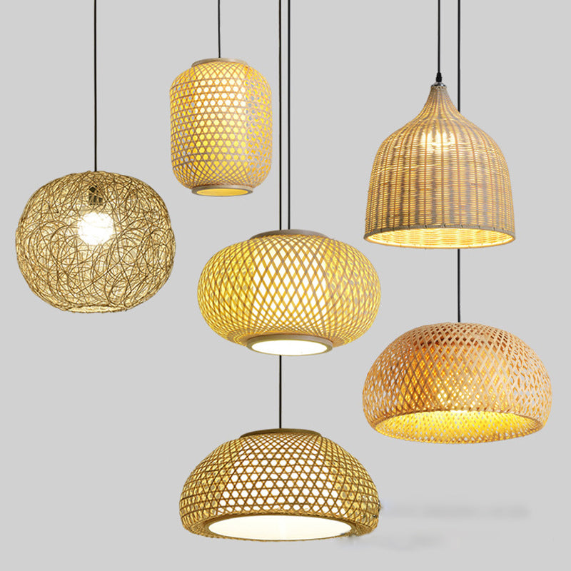 Chinese Pendant Lighting Fixtures Bamboo Hanging Light with Hanging Cord for Restaurant
