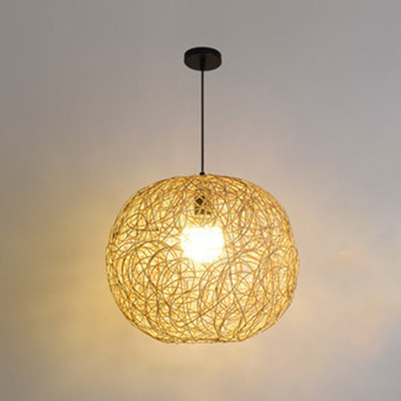 Chinese Pendant Lighting Fixtures Bamboo Hanging Light with Hanging Cord for Restaurant