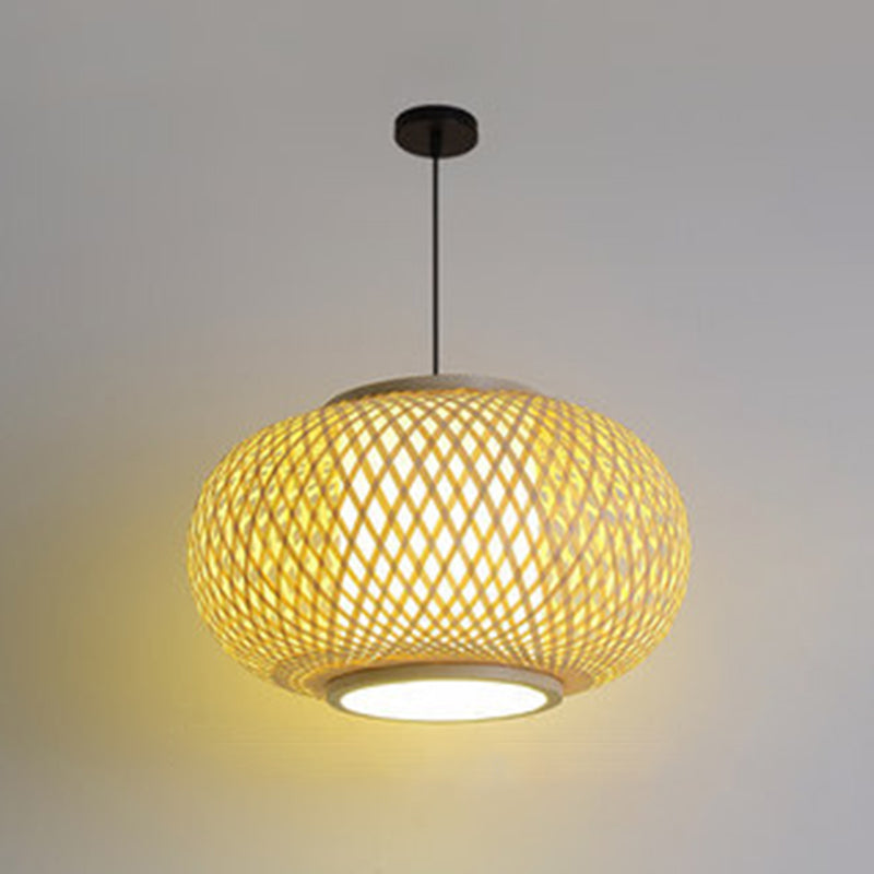 Chinese Pendant Lighting Fixtures Bamboo Hanging Light with Hanging Cord for Restaurant