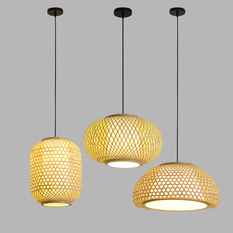 Chinese Pendant Lighting Fixtures Bamboo Hanging Light with Hanging Cord for Restaurant