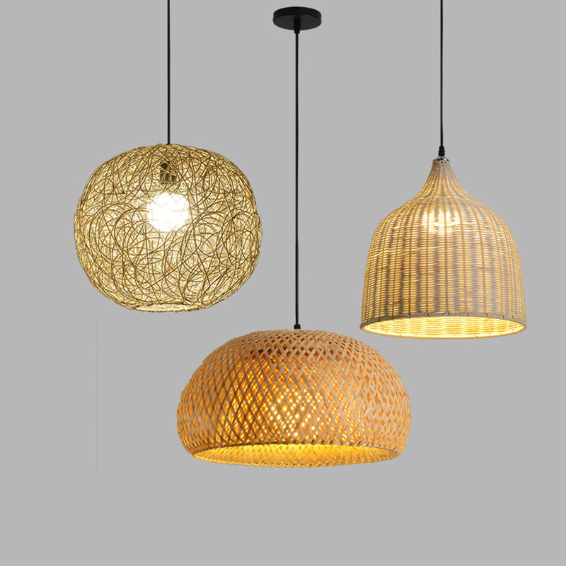 Chinese Pendant Lighting Fixtures Bamboo Hanging Light with Hanging Cord for Restaurant