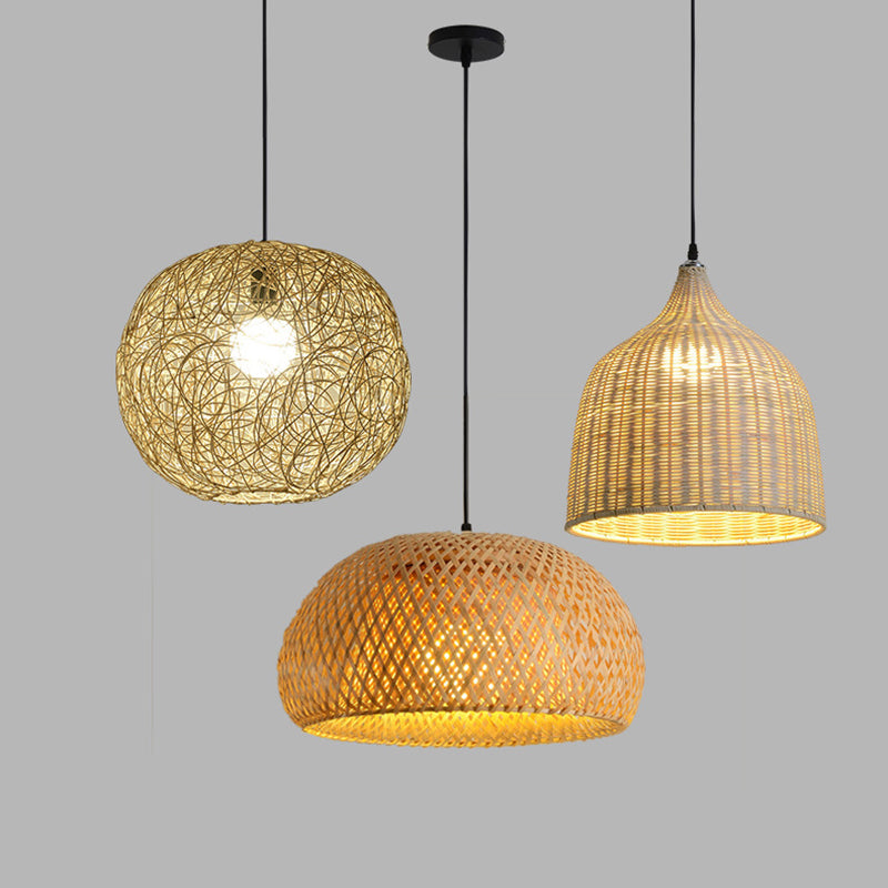 Chinese Pendant Lighting Fixtures Bamboo Hanging Light with Hanging Cord for Restaurant