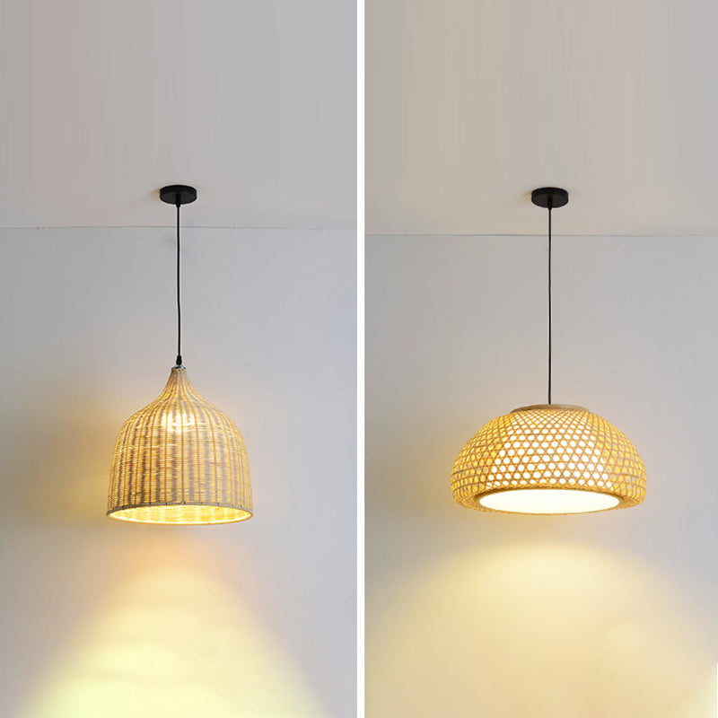 Chinese Pendant Lighting Fixtures Bamboo Hanging Light with Hanging Cord for Restaurant