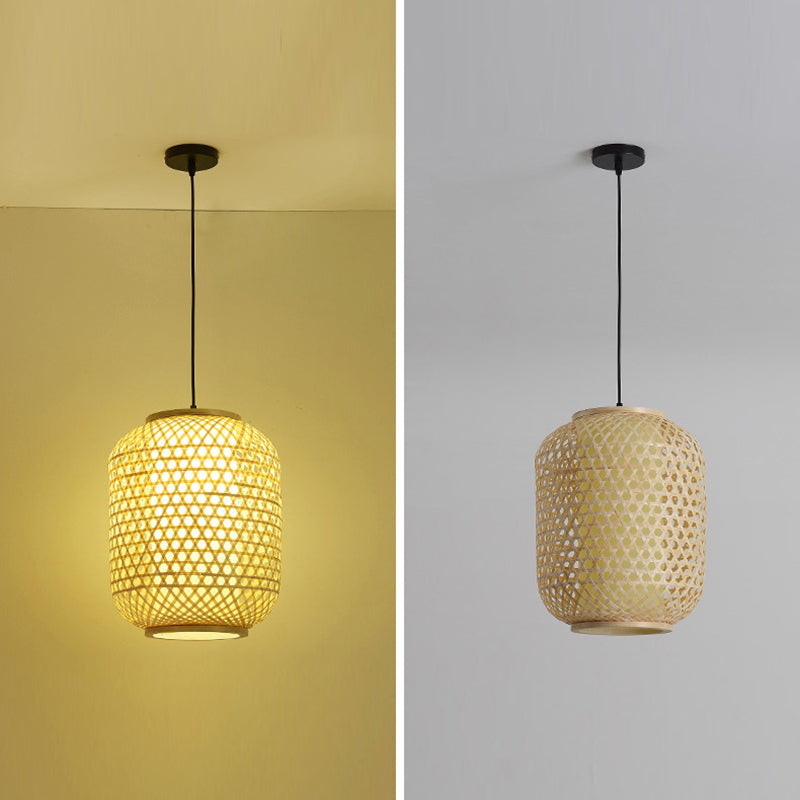 Chinese Pendant Lighting Fixtures Bamboo Hanging Light with Hanging Cord for Restaurant