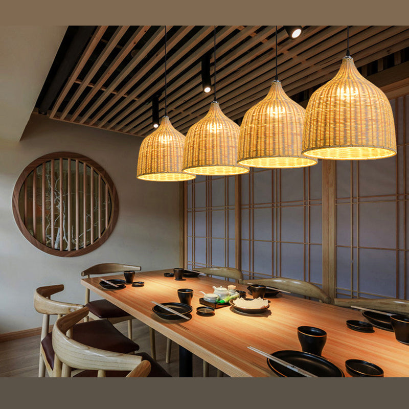 Chinese Pendant Lighting Fixtures Bamboo Hanging Light with Hanging Cord for Restaurant