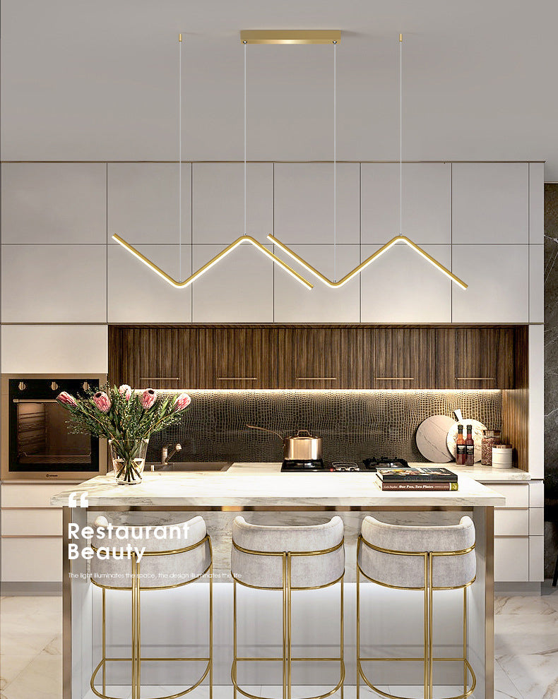 Polyline Island Chandelier Lights Simplicity Aluminum Chandelier Lighting Fixtures for Dining Table