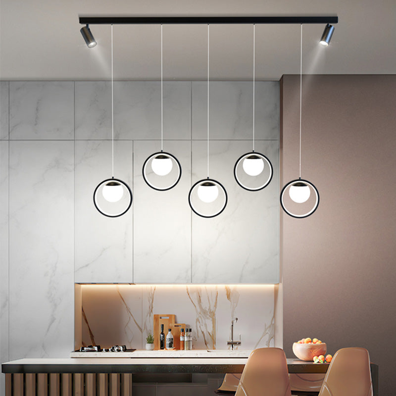 5-LIGHTS COURCHES LED ISLAND LIGHT VERRE DOUBLE DOUBLE SPOIGNEMENTS Minimalisme Éclairage pour salle à manger