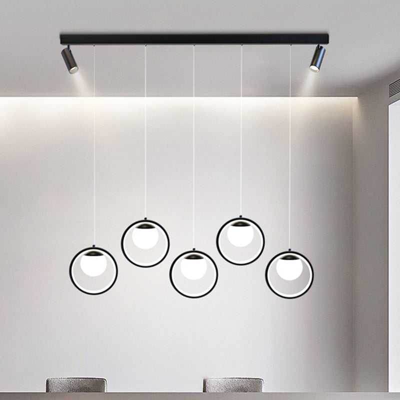 5-LIGHTS COURCHES LED ISLAND LIGHT VERRE DOUBLE DOUBLE SPOIGNEMENTS Minimalisme Éclairage pour salle à manger