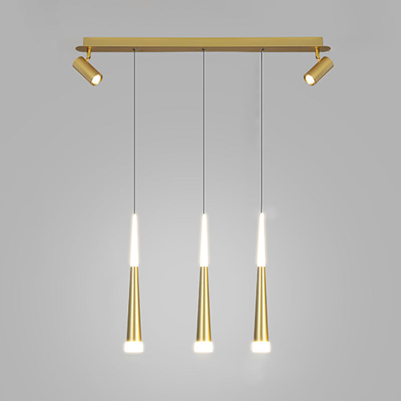 Diseño de Doble Doble Gold Luz Led Island Simplicidad contemporánea Cono Hanging Light para comedor
