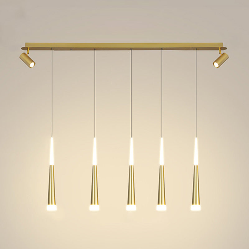 Diseño de Doble Doble Gold Luz Led Island Simplicidad contemporánea Cono Hanging Light para comedor