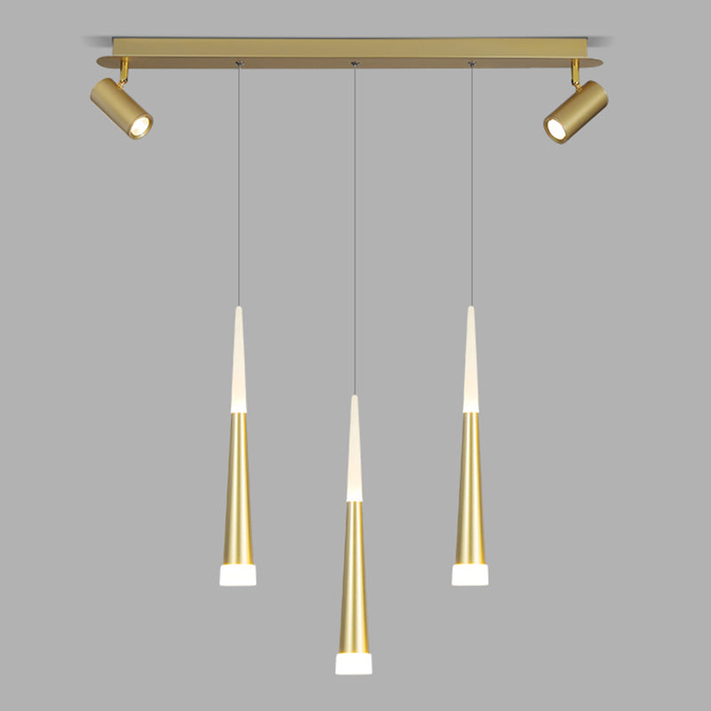 Diseño de Doble Doble Gold Luz Led Island Simplicidad contemporánea Cono Hanging Light para comedor