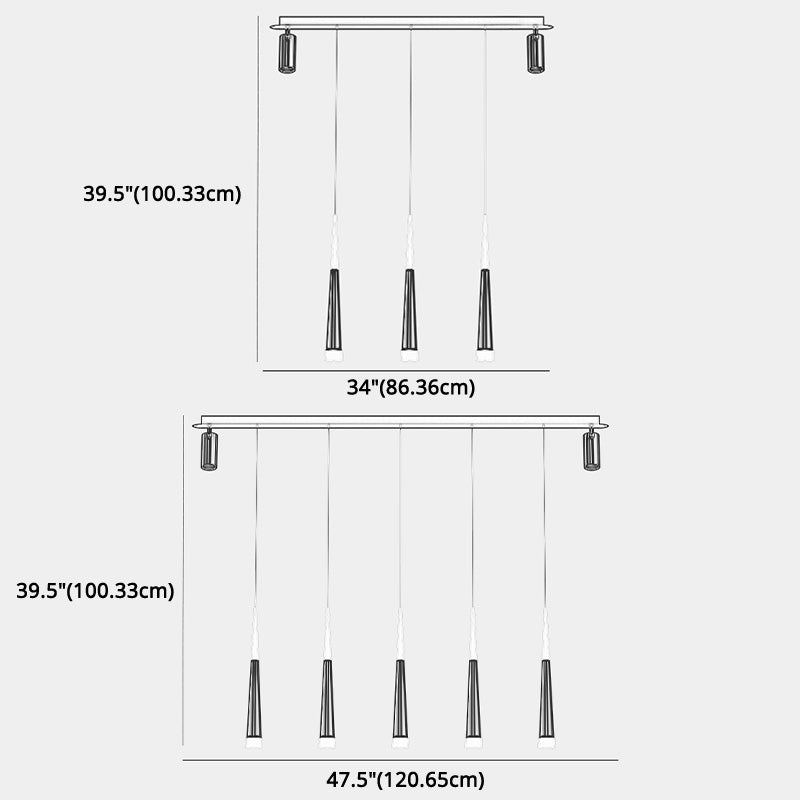 Diseño de Doble Doble Gold Luz Led Island Simplicidad contemporánea Cono Hanging Light para comedor