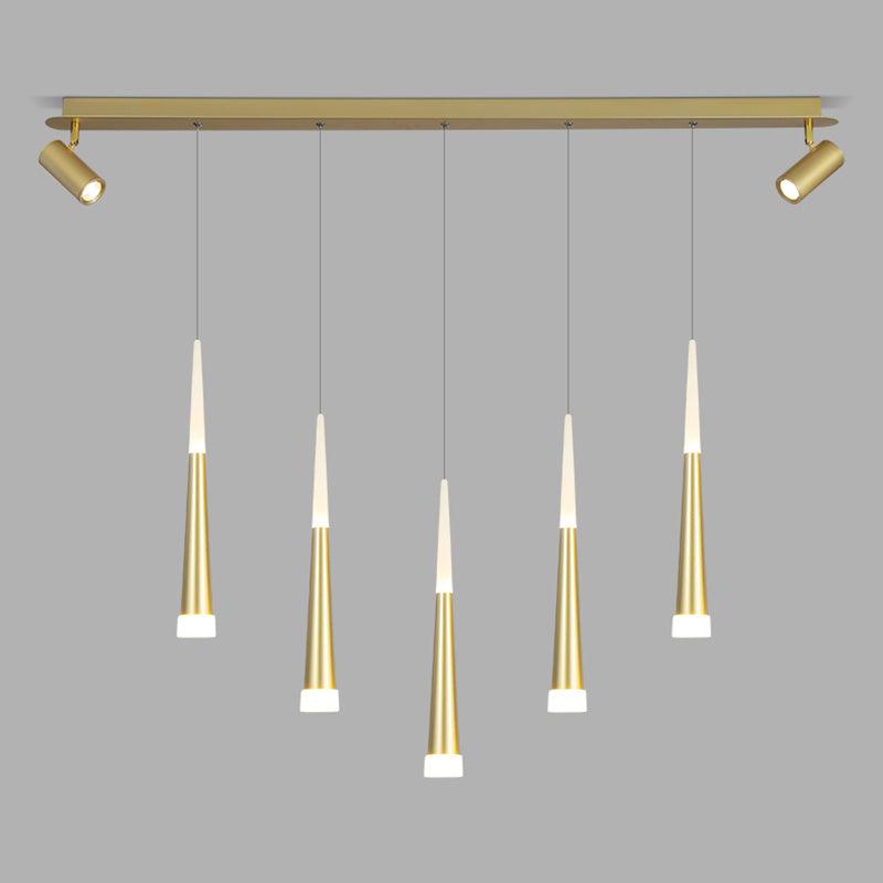 Diseño de Doble Doble Gold Luz Led Island Simplicidad contemporánea Cono Hanging Light para comedor